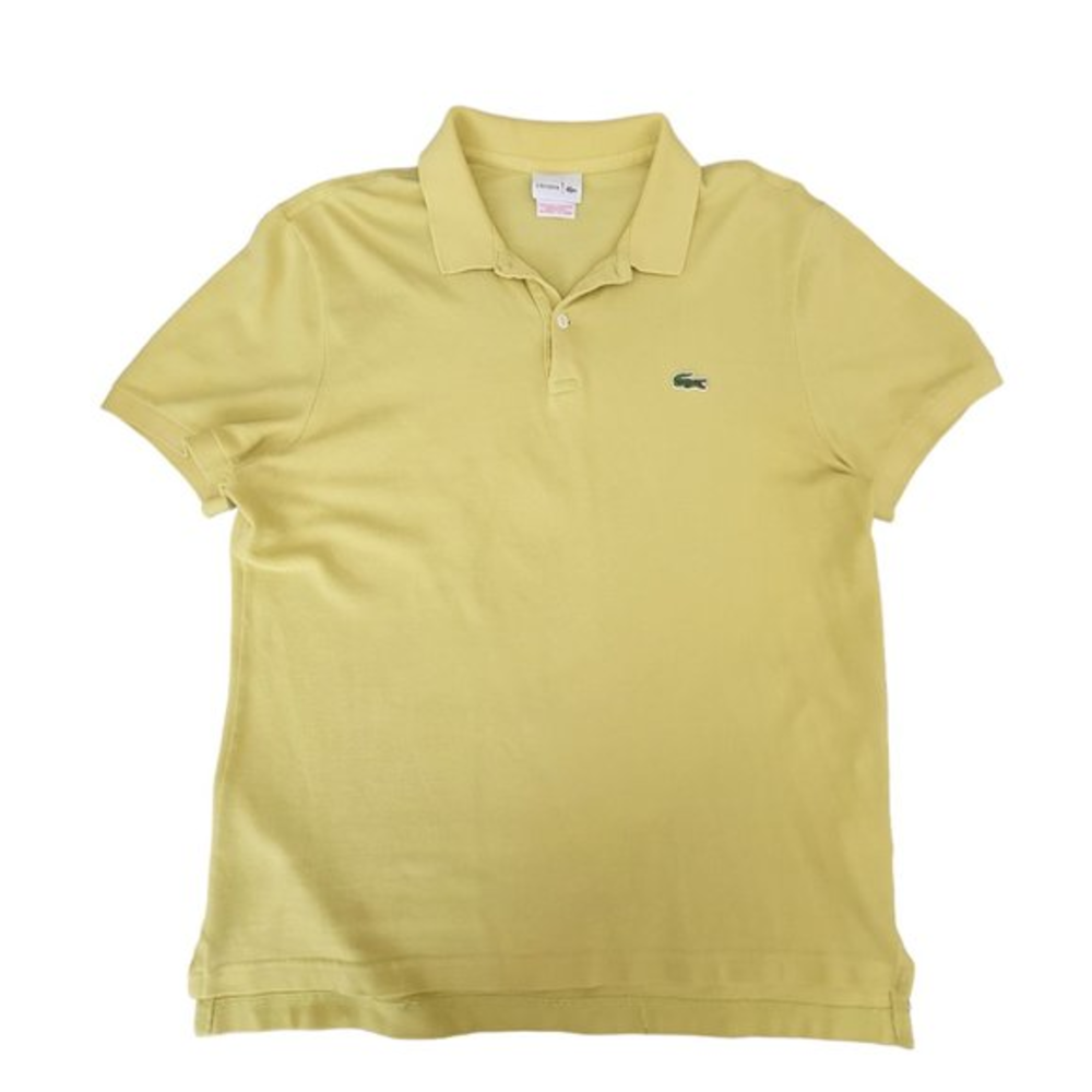 Men's Lacoste Polo‎ Short Sleeves Front Logo Collar Shirt in Yellow Lime